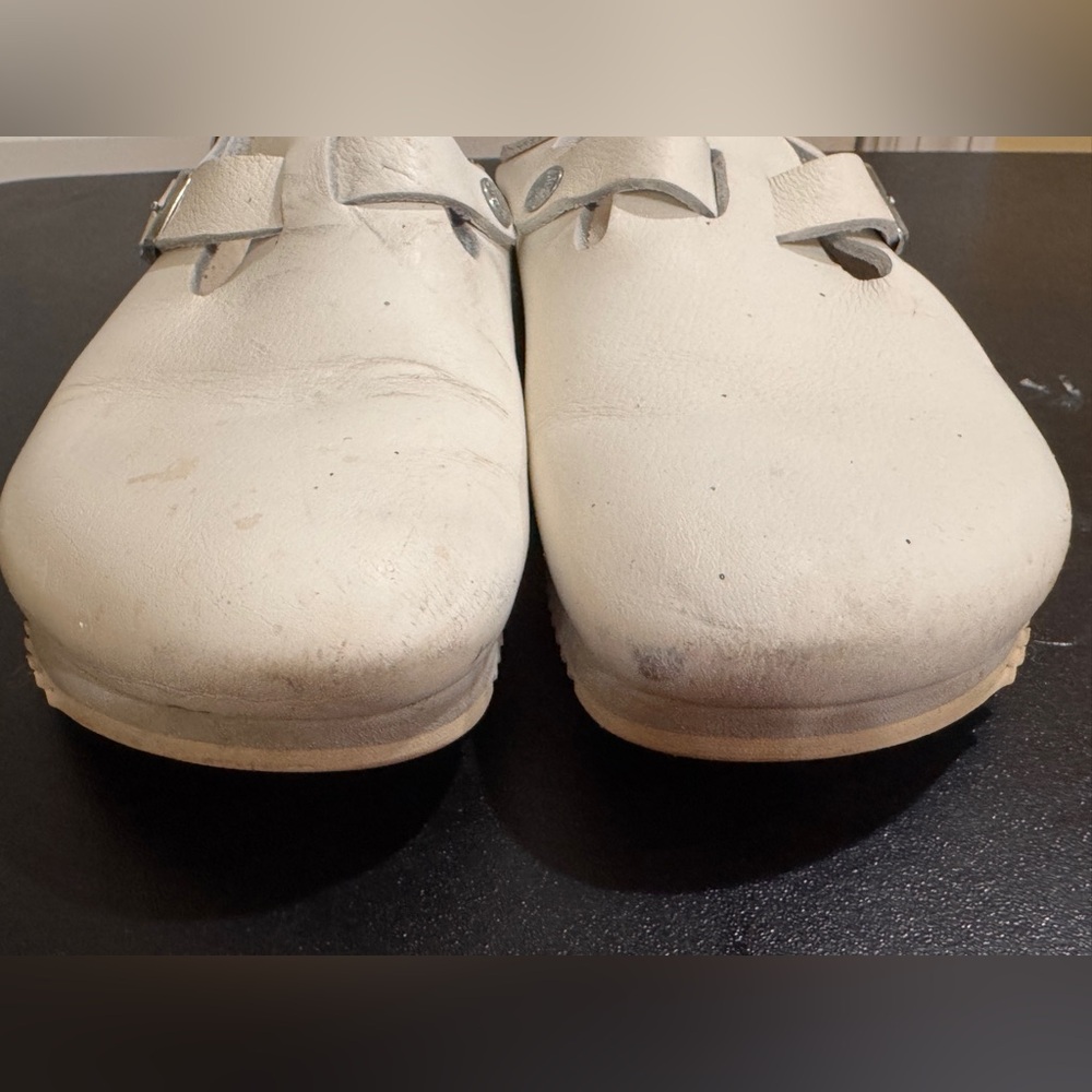 Birkenstock White Tokyo Leather Mules clogs size L9/ M7 - Picture 9 of 12